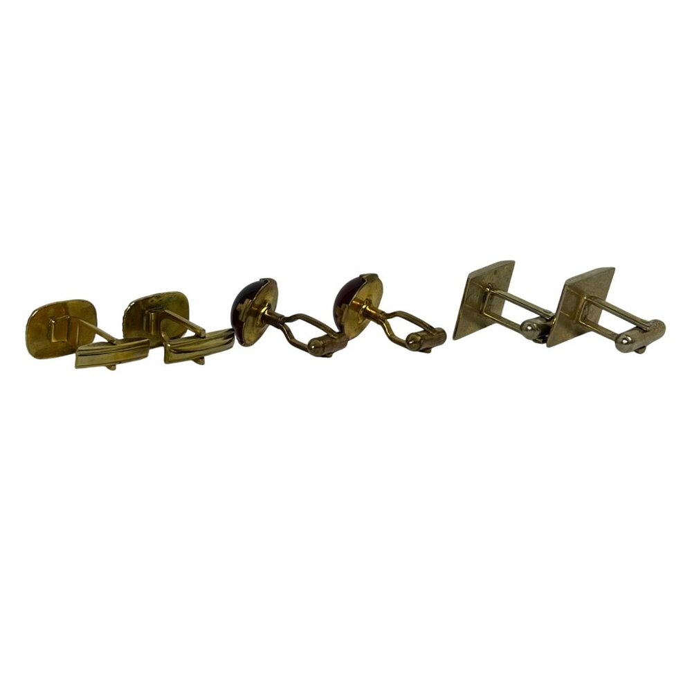 Vintage Lot Of 3 Unbranded Gold Tone Cufflinks (1307) - Picture 6 of 6